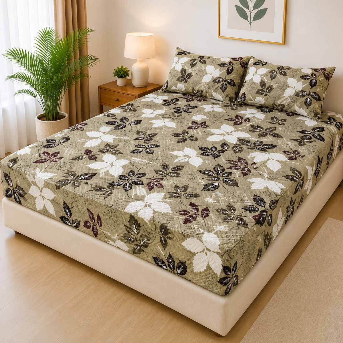 Printed 3 Piece's Quilted Bedsheets Set ( 1 00% Waterproof) New Arrivals! Luxury Bedsheet tm-0022