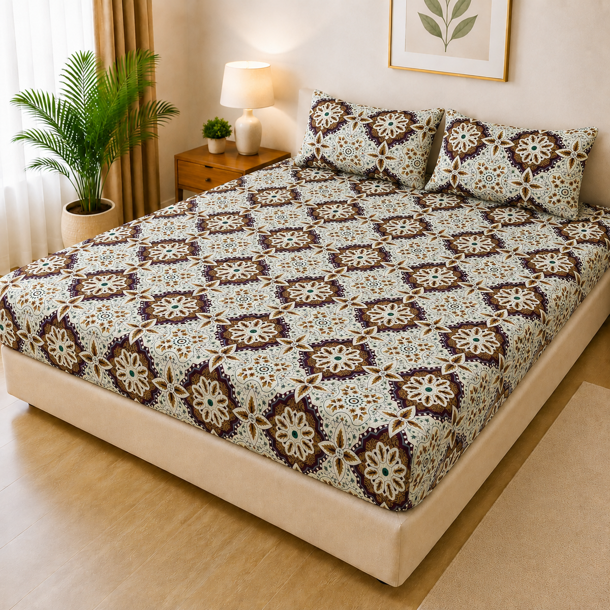 Printed 3 Piece's Quilted Bedsheets Set (100% Waterproof) New Arrivals! Luxury Bedsheet tm-0010