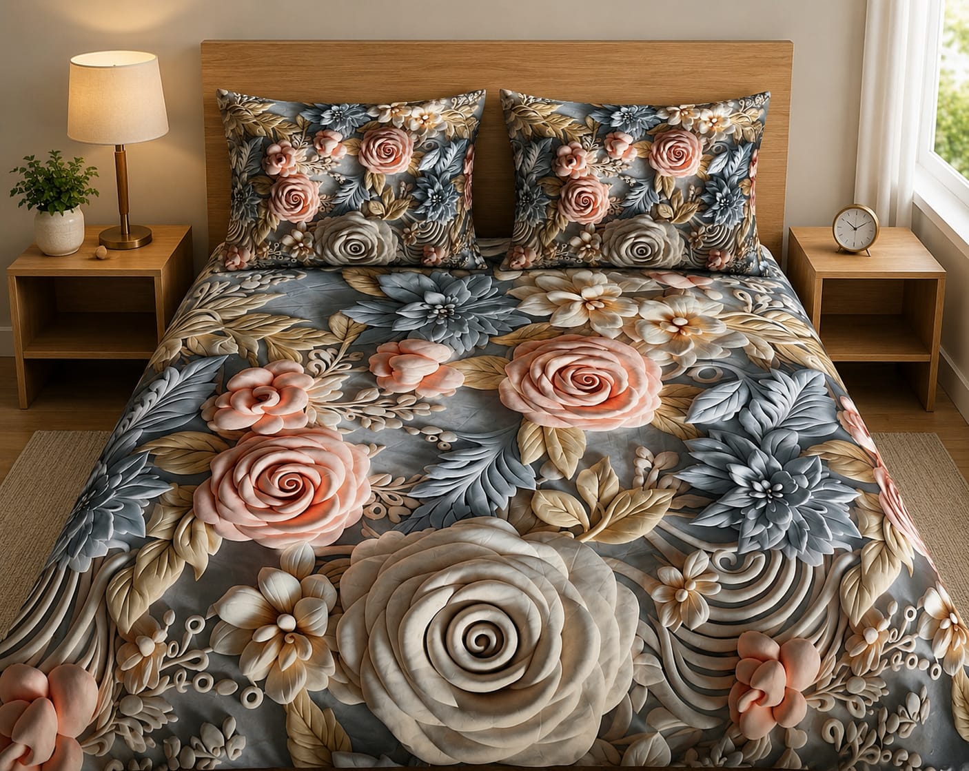 3D Printed Bedsheet with 2 Pillow Covers – 3-Piece Set | All Article