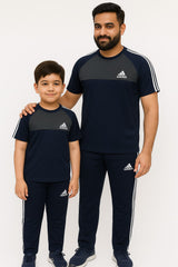 Like Father Navy & Gray Straps Kings wear Summer Tracksuit