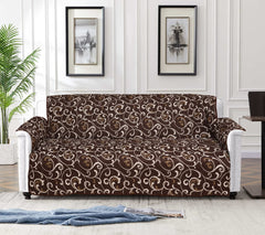 Cotton Quilted Printed Sofa Cover ( Brown Print)