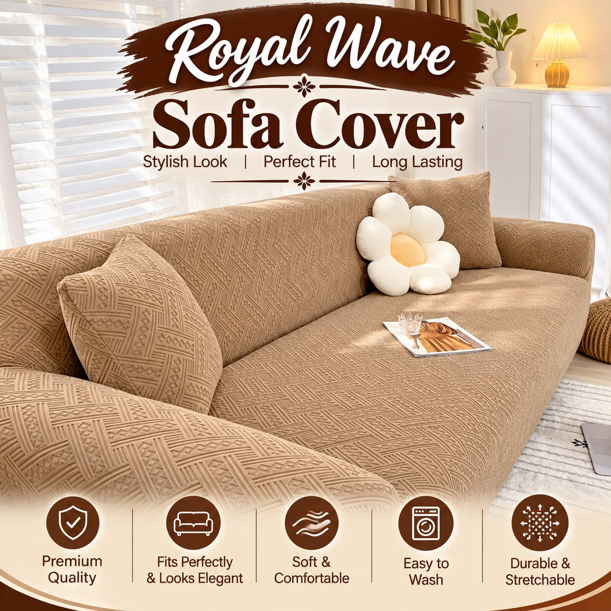 New Royal Wave Sofa Cover