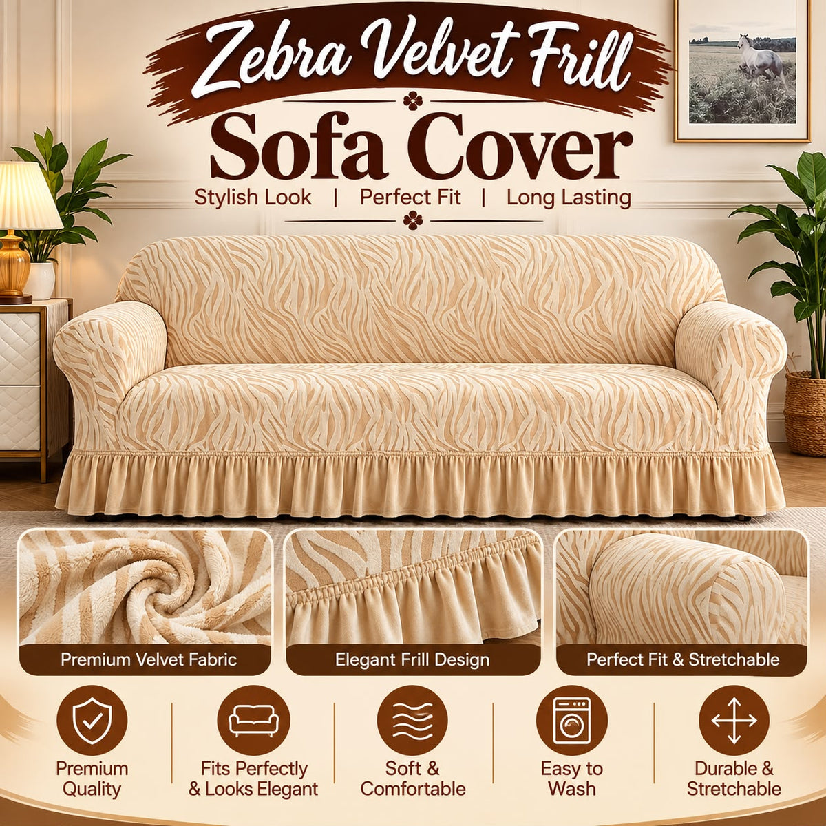 ZEBRA VALVET SOFA COVER