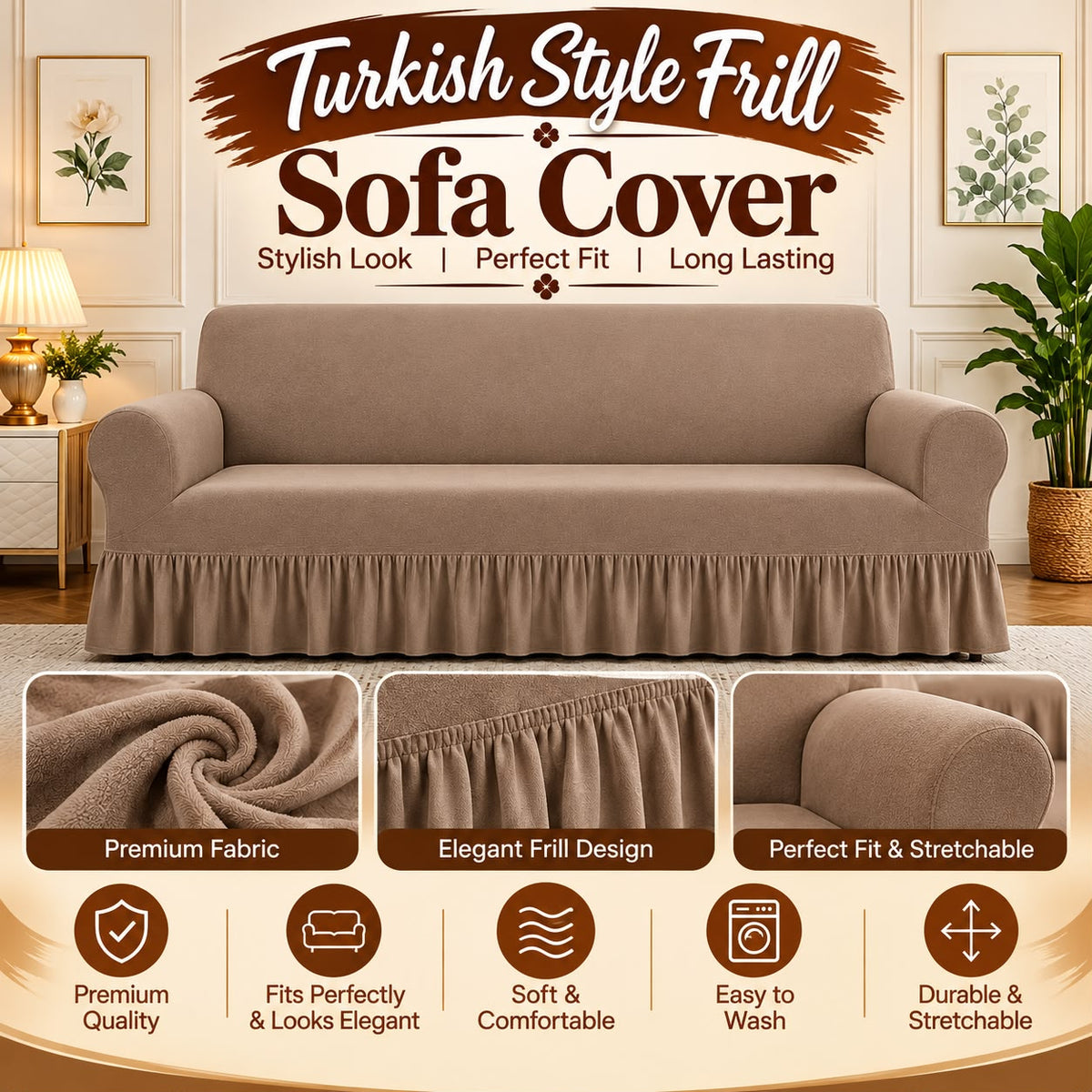 TURKISH STYLE FRILL SOFA COVER
